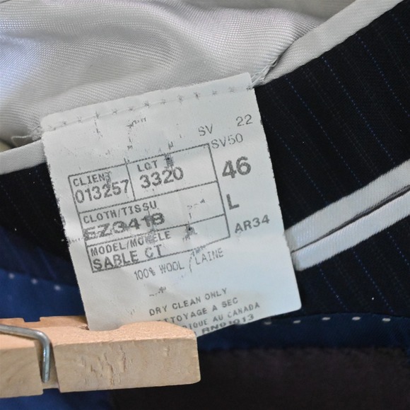 Neiman Marcus 46R Blue Striped 100% Wool‎ Sable Blazer Suit Jacket Sport Coat - Picture 5 of 12